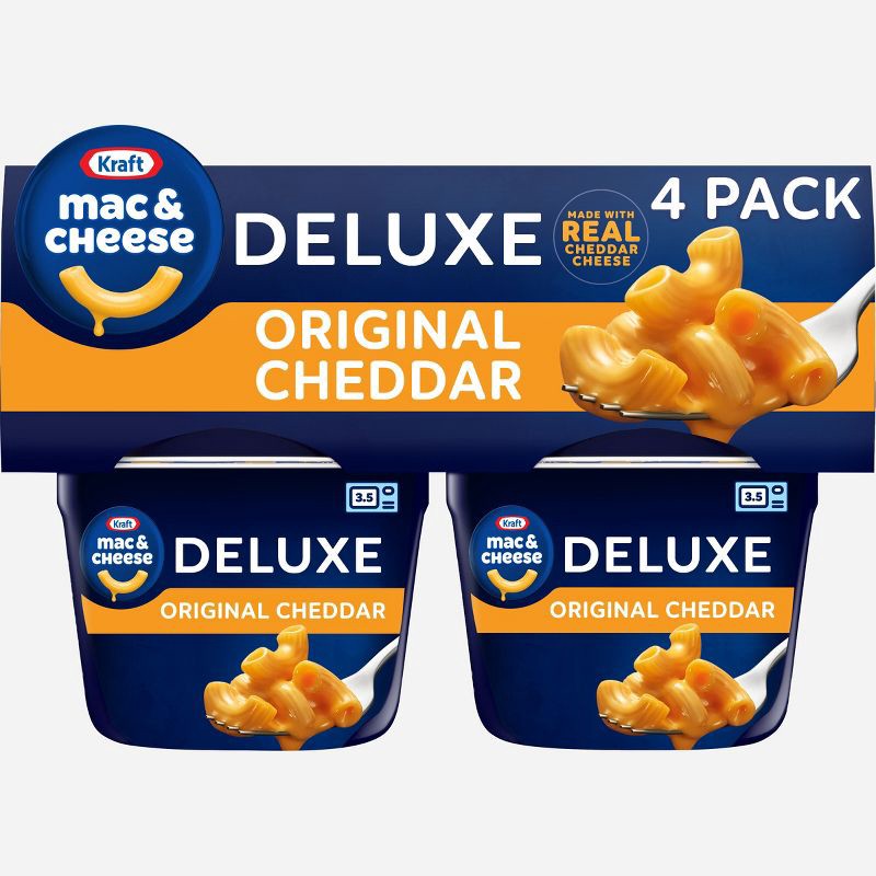 slide 1 of 10, Kraft Deluxe Original Mac and Cheese Cups Easy Microwavable Dinner - 9.56oz/4ct, 9.56 oz, 4 ct