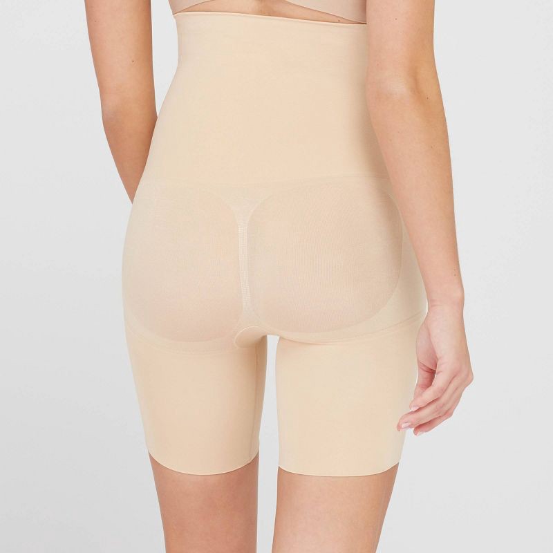 ASSETS by SPANX Women's Remarkable Results High-Waist Mid-Thigh Shaper -  Light Beige XL