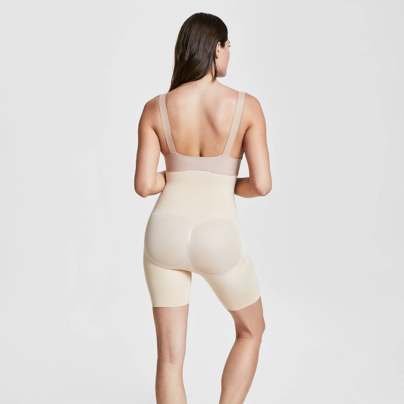 slide 3 of 3, ASSETS by SPANX Women's Remarkable Results High-Waist Mid-Thigh Shaper - Light Beige XL: Tummy & Thigh Slimming, 1 ct