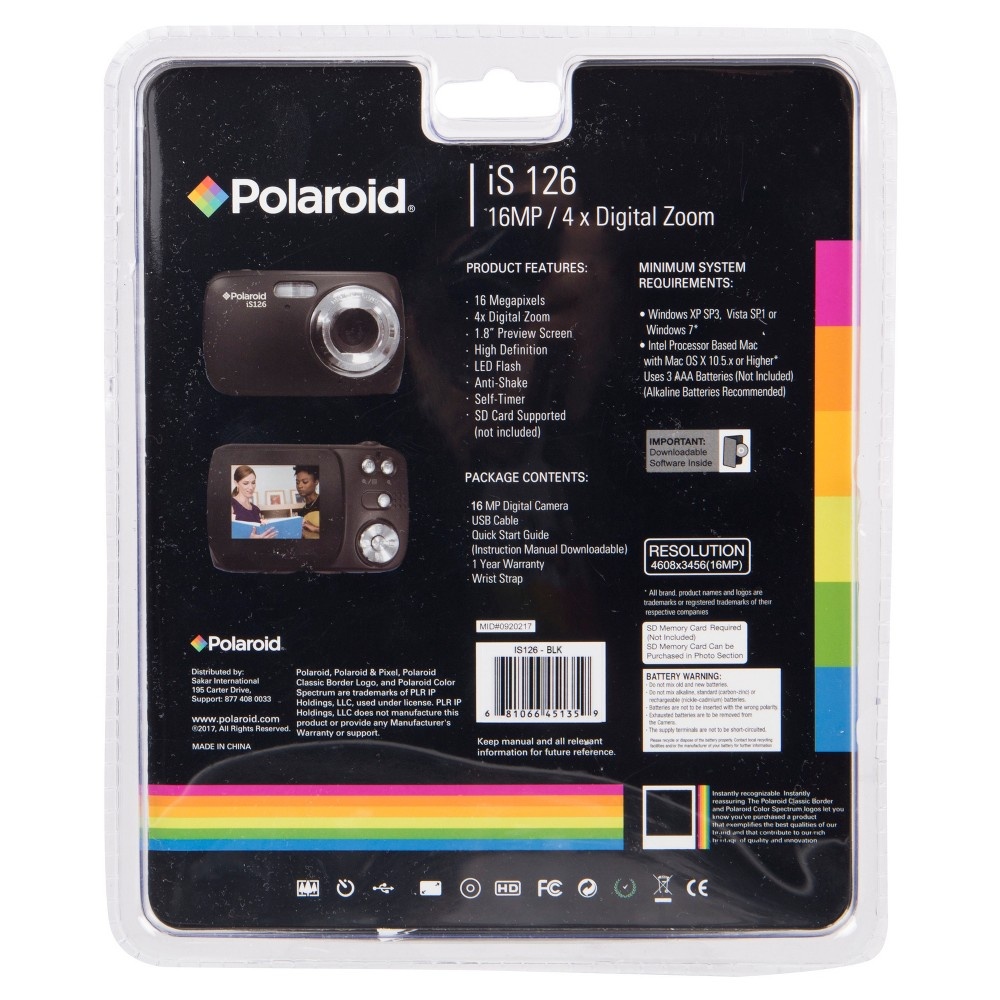 slide 3 of 7, Polaroid 16MP Digital Camera - Black, 1 ct