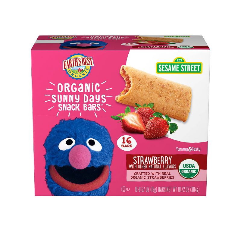 slide 1 of 4, Earth's Best Sesame Street Organic Sunny Days Strawberry Snack Bars - 16ct, 16 ct