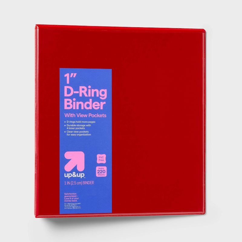 slide 1 of 3, 1" 3 Ring Binder Clear View Red - up&up™, 1 ct