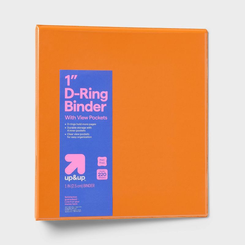 slide 1 of 3, 1" 3 Ring Binder Clear View Orange - up&up™, 1 ct