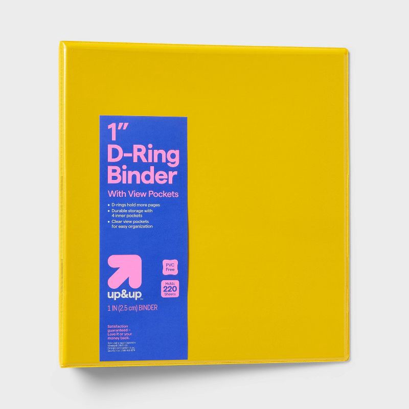 slide 1 of 3, 1" 3 Ring Binder Clear View Yellow - up&up™, 1 ct