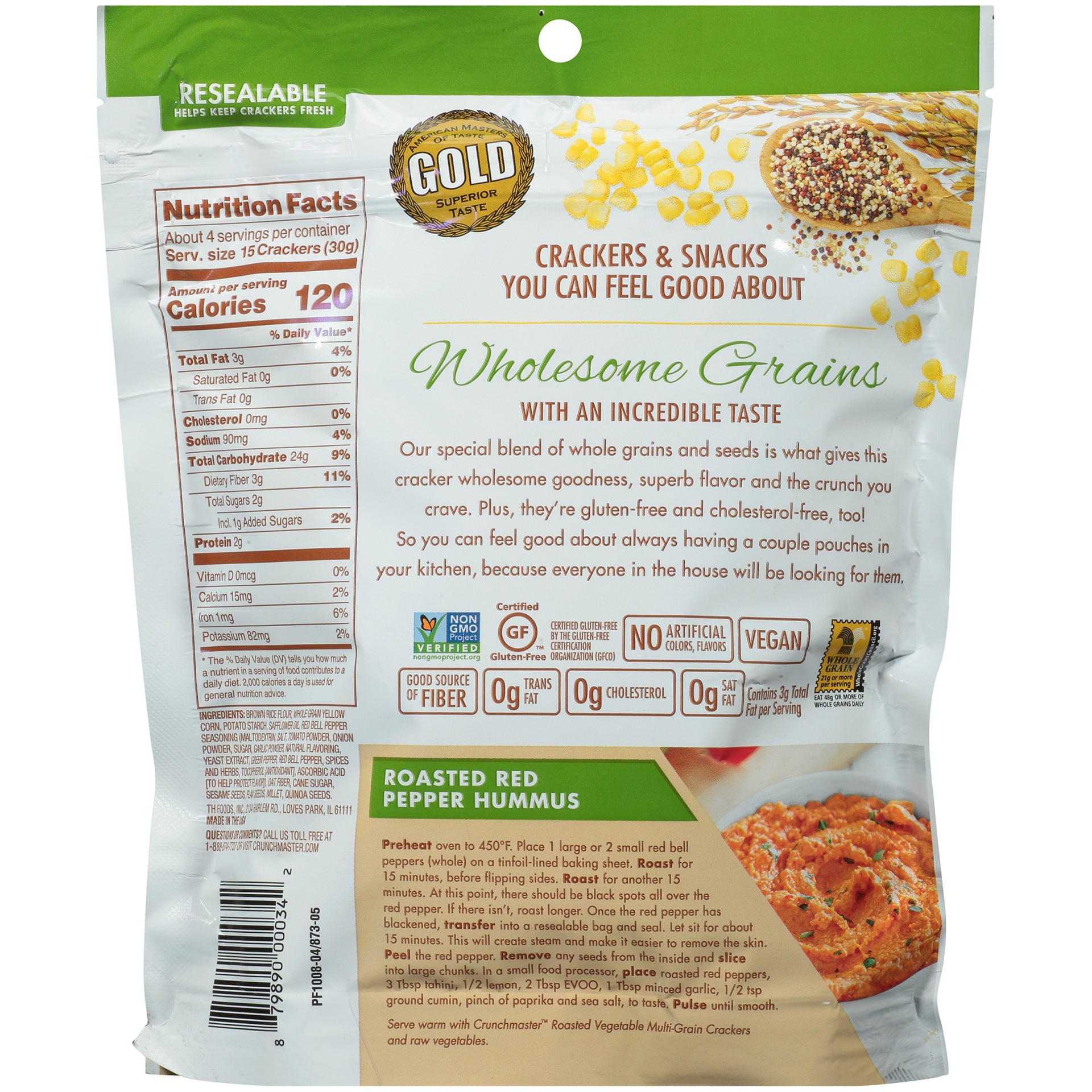 slide 4 of 6, Crunchmaster Roasted Vegetable Flavor Multi-Seed Crackers, 4.5 oz