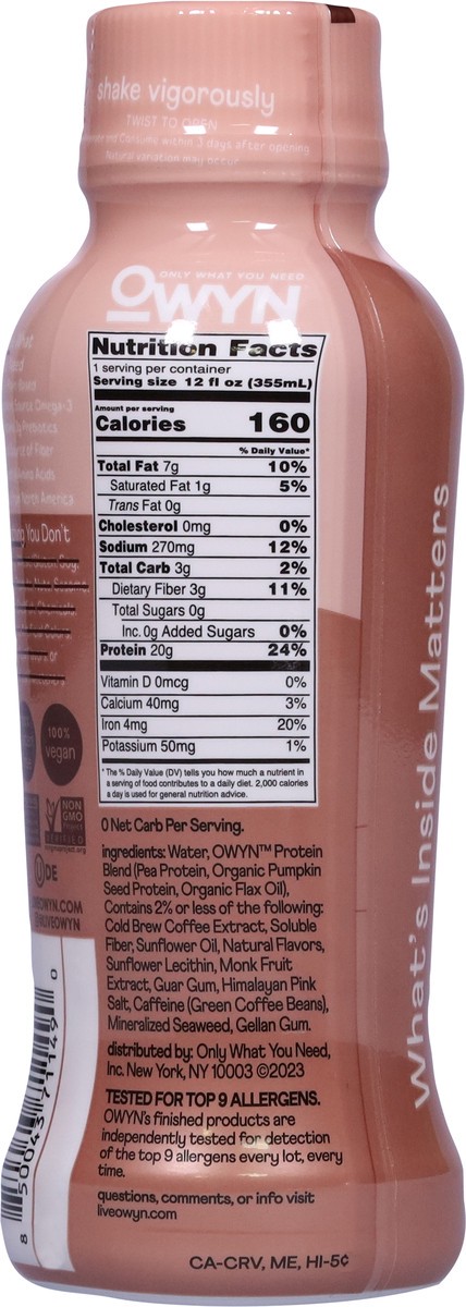 slide 12 of 14, OWYN Non-Dairy Vanilla Latte Coffee Shake 12 fl oz, 12 fl oz