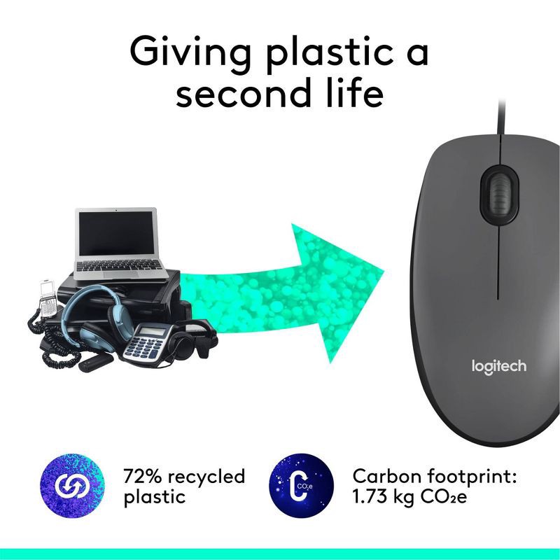 slide 4 of 8, Logitech M100 Wired Mouse - Gray, 1 ct