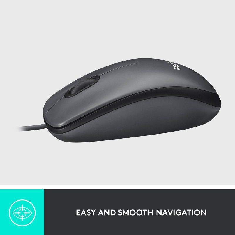 slide 5 of 7, Logitech M100 Wired Mouse - Gray, 1 ct