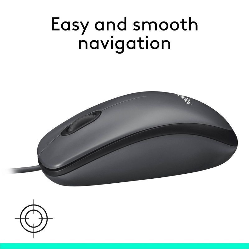 slide 6 of 8, Logitech M100 Wired Mouse - Gray, 1 ct