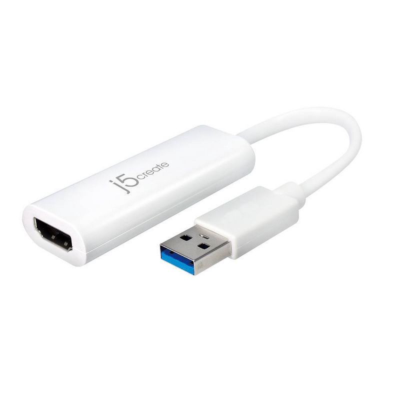 slide 1 of 6, j5create USB A 3.0 HDMI Adapter - White: Male-to-Male Connection, 7.63-Inch Length, 1 ct