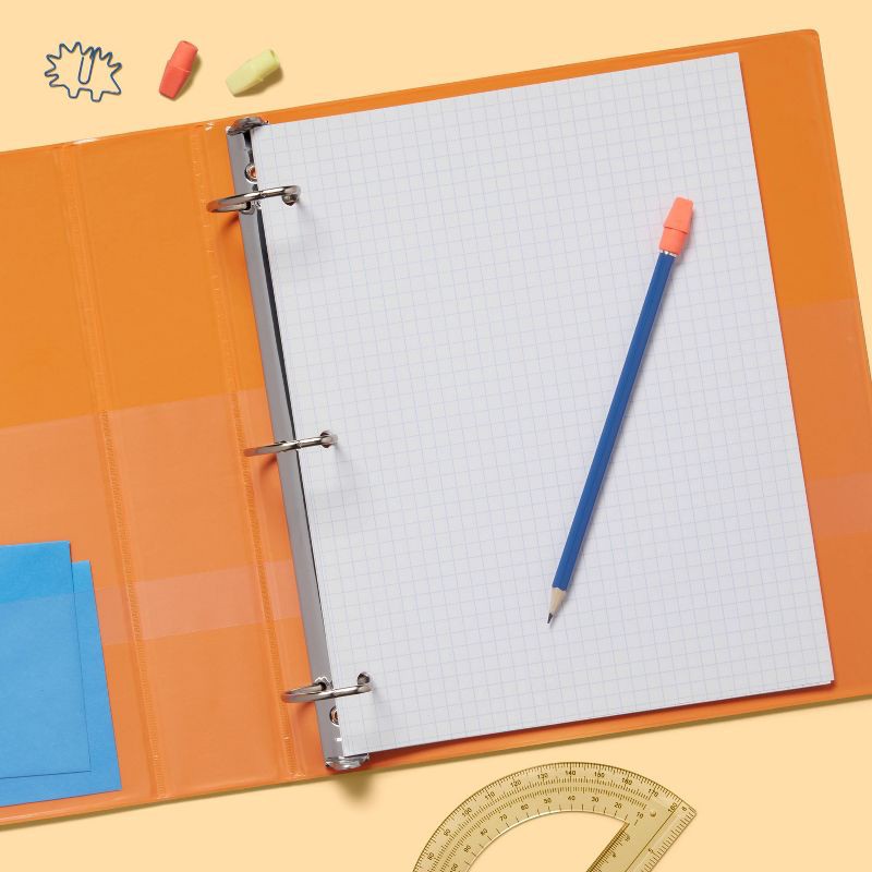 slide 2 of 3, 1.5" 3 Ring Binder Clear View Orange - up&up™: D Rings, 375 Sheet Capacity, 4 Internal Pockets, Cardboard & Polypropylene, 375 sheets