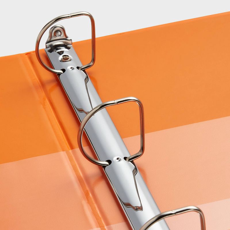 slide 3 of 3, 1.5" 3 Ring Binder Clear View Orange - up&up™: D Rings, 375 Sheet Capacity, 4 Internal Pockets, Cardboard & Polypropylene, 375 sheets