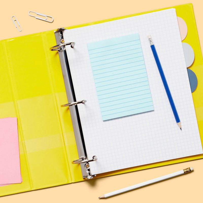 slide 2 of 3, 2" 3 Ring Binder Clear View Yellow - up&up™: D Rings, 500 Sheet Capacity, Internal Pockets, Cardboard & Polypropylene, 1 ct