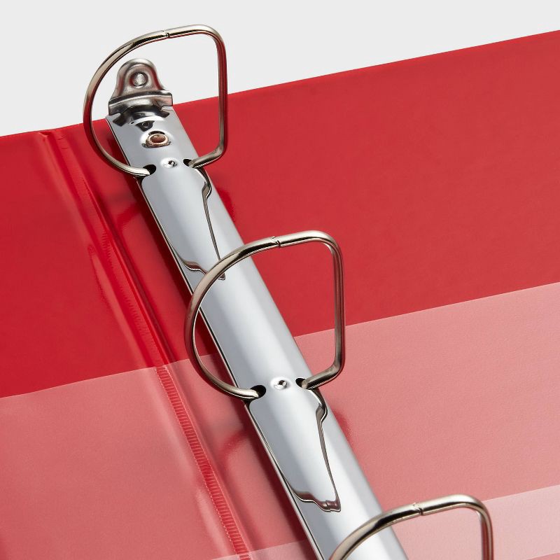 slide 3 of 3, 1.5" 3 Ring Binder Clear View Red - up&up™: D Rings, 375 Sheet Capacity, 4 Internal Pockets, Cardboard & Polypropylene, 375 sheets
