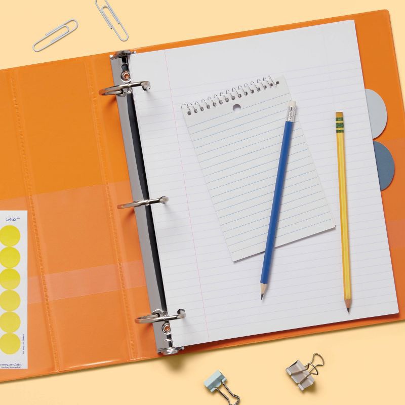 slide 2 of 3, 2" 3 Ring Binder Clear View Orange - up&up™: 500 Sheet Capacity, D Rings, Internal Pockets, Standard Binders, 1 ct