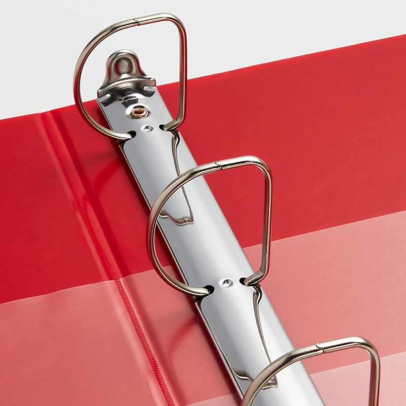 slide 2 of 3, 2" 3 Ring Binder Clear View Red - up&up™: D Rings, 500 Sheet Capacity, Internal Pockets, Cardboard & Polypropylene, 1 ct