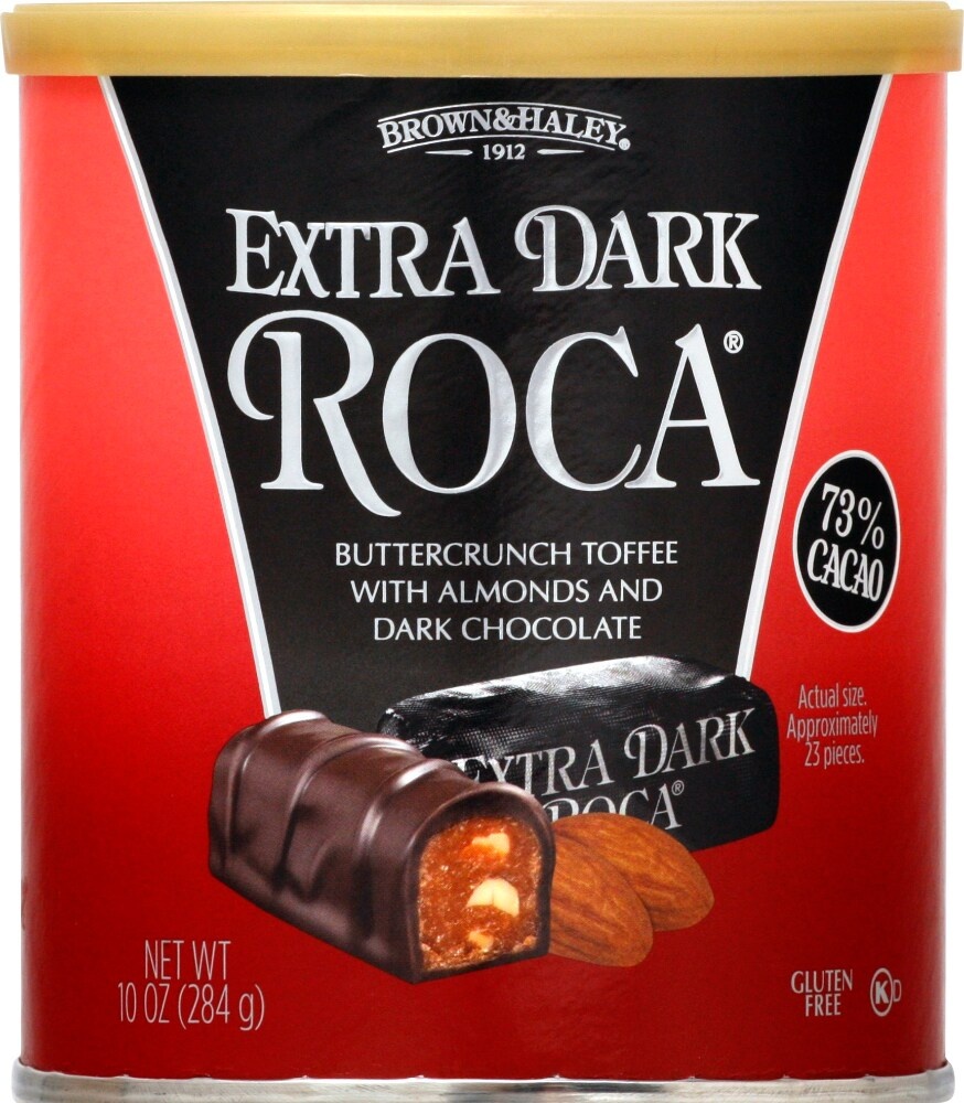 slide 1 of 1, Brown & Haley Extra Dark Roca Buttercrunch Toffee With Almonds & Dark Chocolate, 10 oz