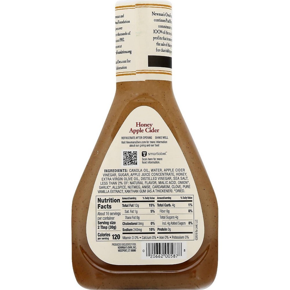 slide 3 of 5, Newman's Own Honey Apple Cider Vinaigrette, 16 fl oz