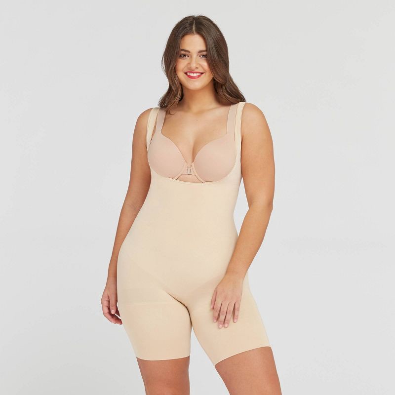 slide 4 of 7, ASSETS by SPANX Women's Remarkable Results All-In-One Body Slimmer - Light Beige M: Maximum Control, Adjustable Strap, 1 ct