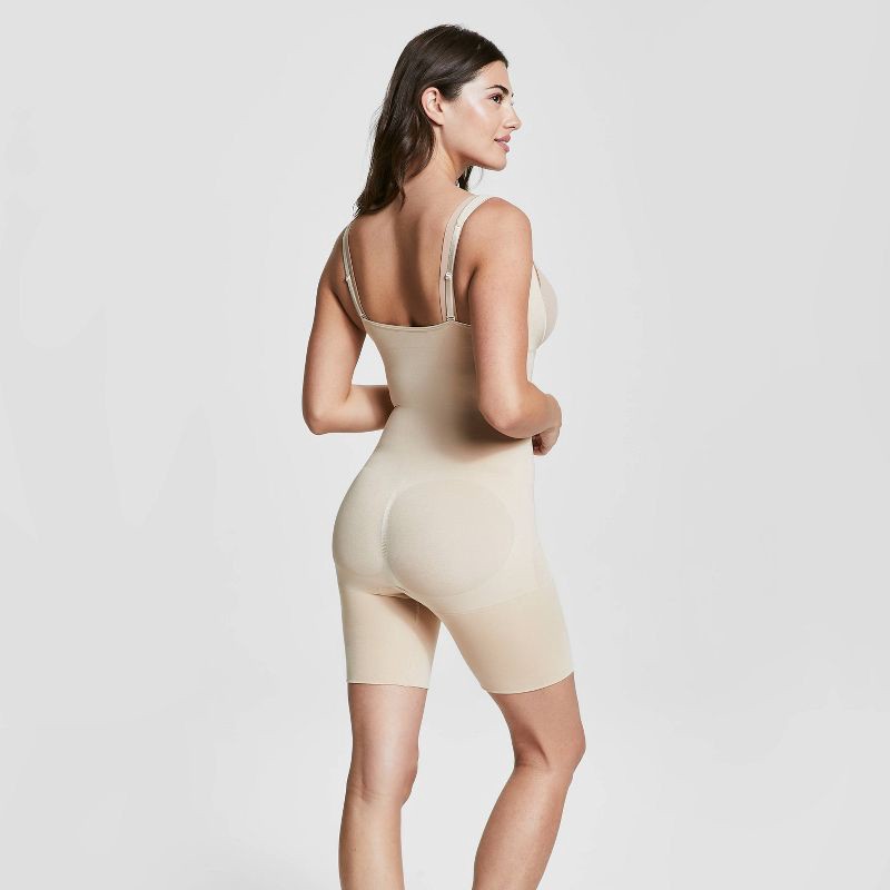 slide 3 of 7, ASSETS by SPANX Women's Remarkable Results All-In-One Body Slimmer - Light Beige L: Maximum Control, Adjustable Strap, Ultra Firm Compression, 1 ct