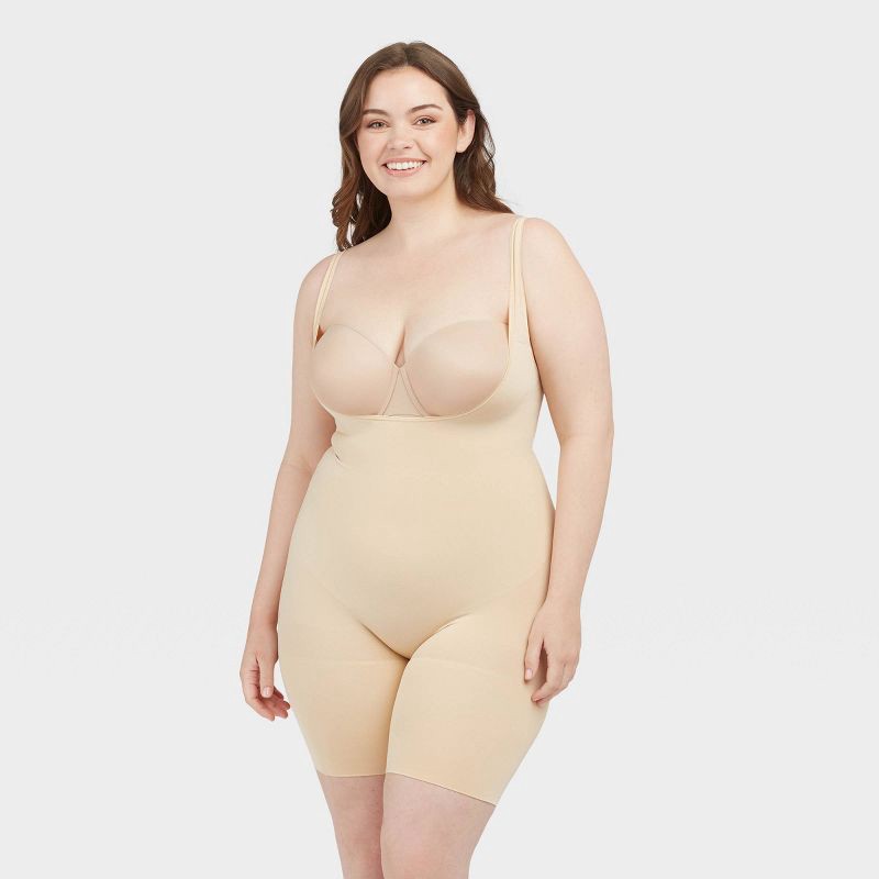 slide 4 of 5, ASSETS by SPANX Women's Remarkable Results All-In-One Body Slimmer - Light Beige 1X: Maximum Control Shapewear, 1 ct