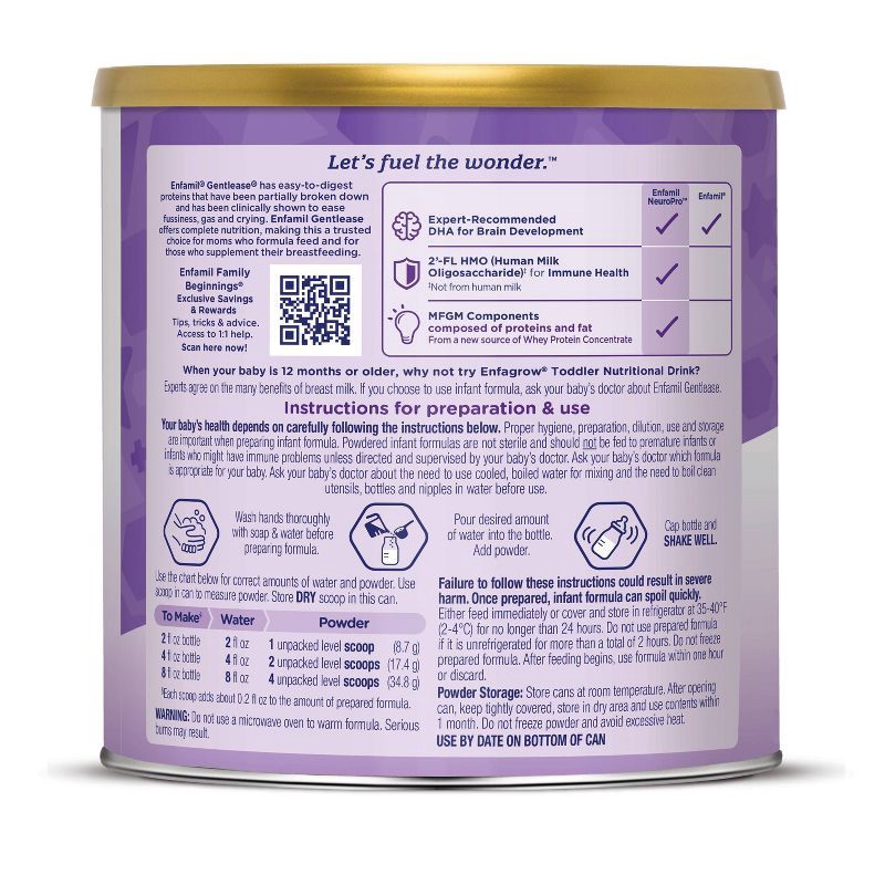 slide 9 of 10, Enfamil Gentlease Powder Infant Formula - 19.9oz, 19.9 oz