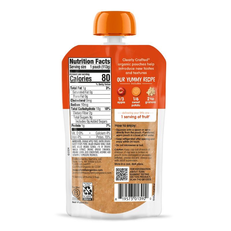 slide 2 of 8, Happy Baby Organics Clearly Crafted Stage 2 Meals Apples/Sweet Potatoes - 4oz, 4 oz