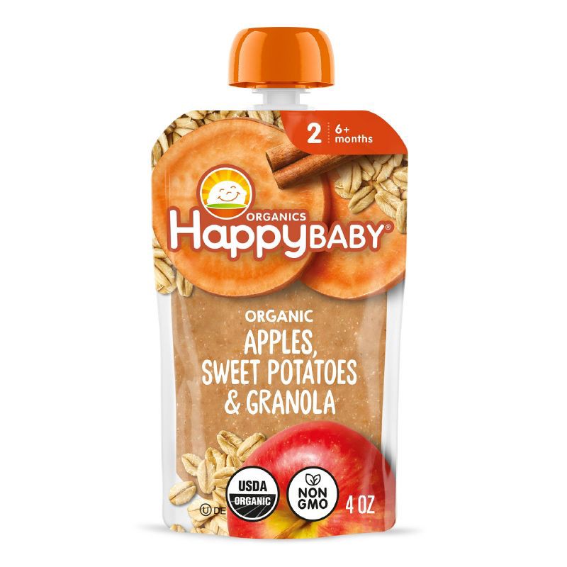 slide 1 of 8, Happy Baby Organics Clearly Crafted Stage 2 Meals Apples/Sweet Potatoes - 4oz, 4 oz