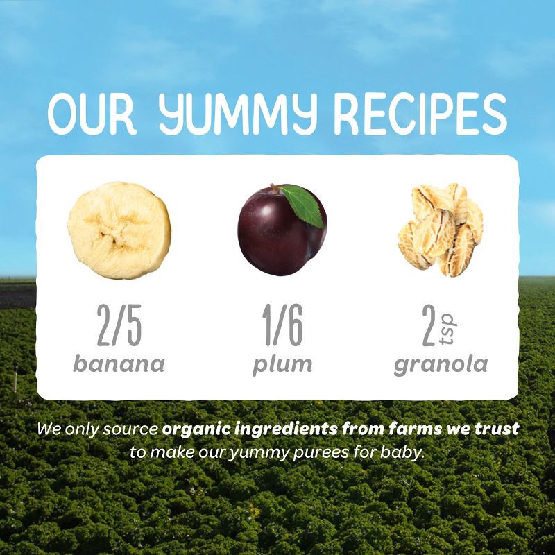 slide 3 of 9, Happy Baby Organics Clearly Crafted Stage 2 Meals Bananas, Plums & Granola - 4oz, 4 oz