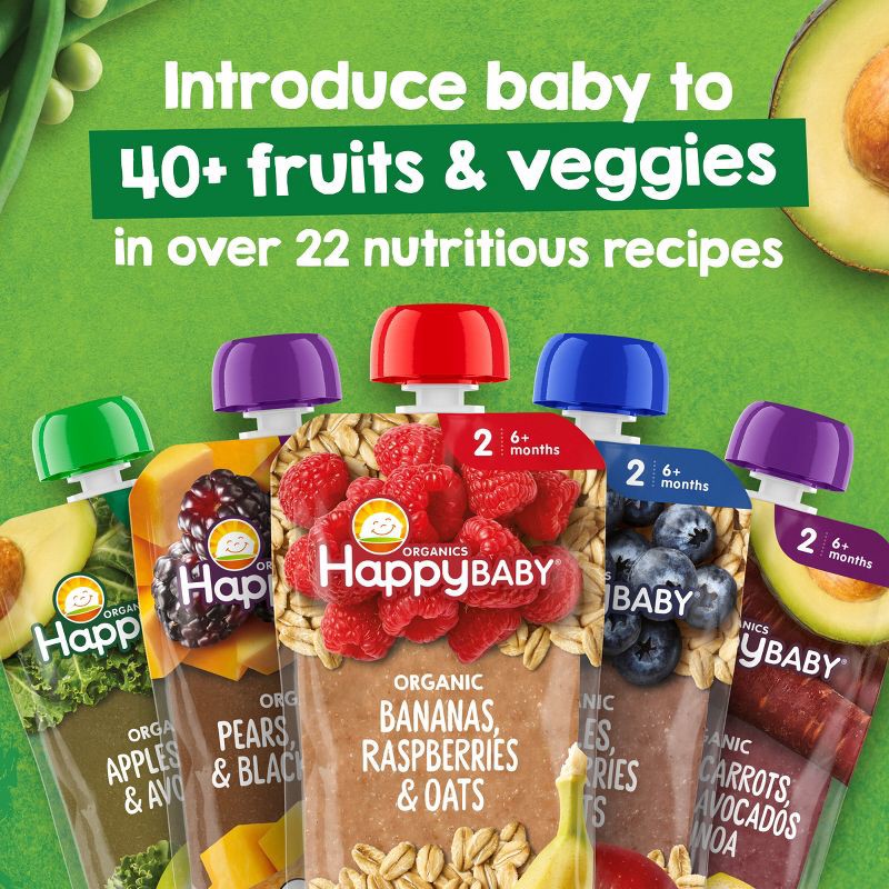 slide 4 of 9, Happy Baby Organics Clearly Crafted Stage 2 Meals Bananas, Plums & Granola - 4oz, 4 oz