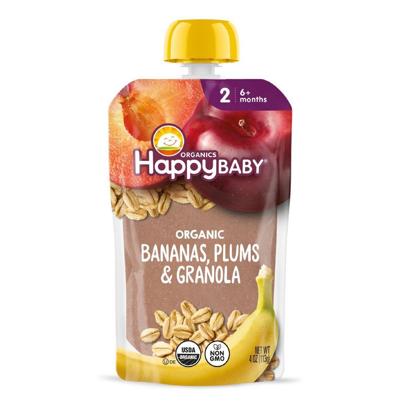 slide 1 of 9, Happy Baby Organics Clearly Crafted Stage 2 Meals Bananas, Plums & Granola - 4oz, 4 oz