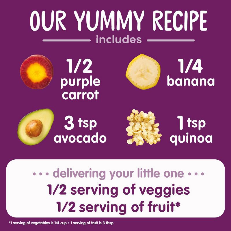 slide 3 of 10, Happy Baby Organics Clearly Crafted Stage 2 Meals Purple Carrots, Bananas, Avocados & Quinoa - 4oz, 4 oz