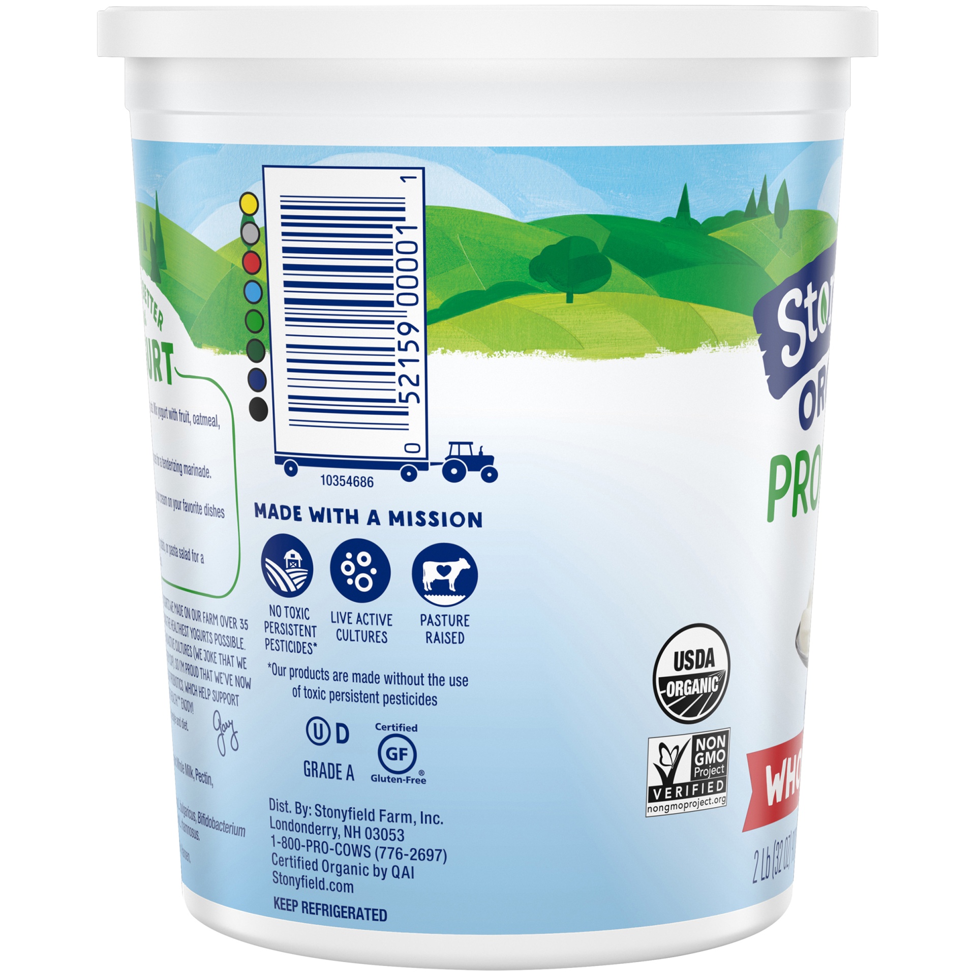 slide 2 of 6, Stonyfield Organic Whole Milk Probiotic Yogurt, Plain, 32 oz