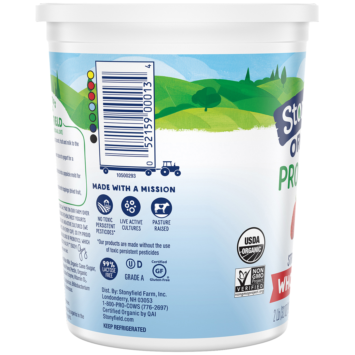 slide 2 of 4, Stonyfield Organic Whole Milk Probiotic Yogurt, Strawberry, 32 oz., 32 oz