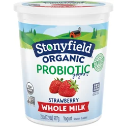 Stonyfield Organic Whole Milk Probiotic Yogurt, Strawberry, 32 oz.