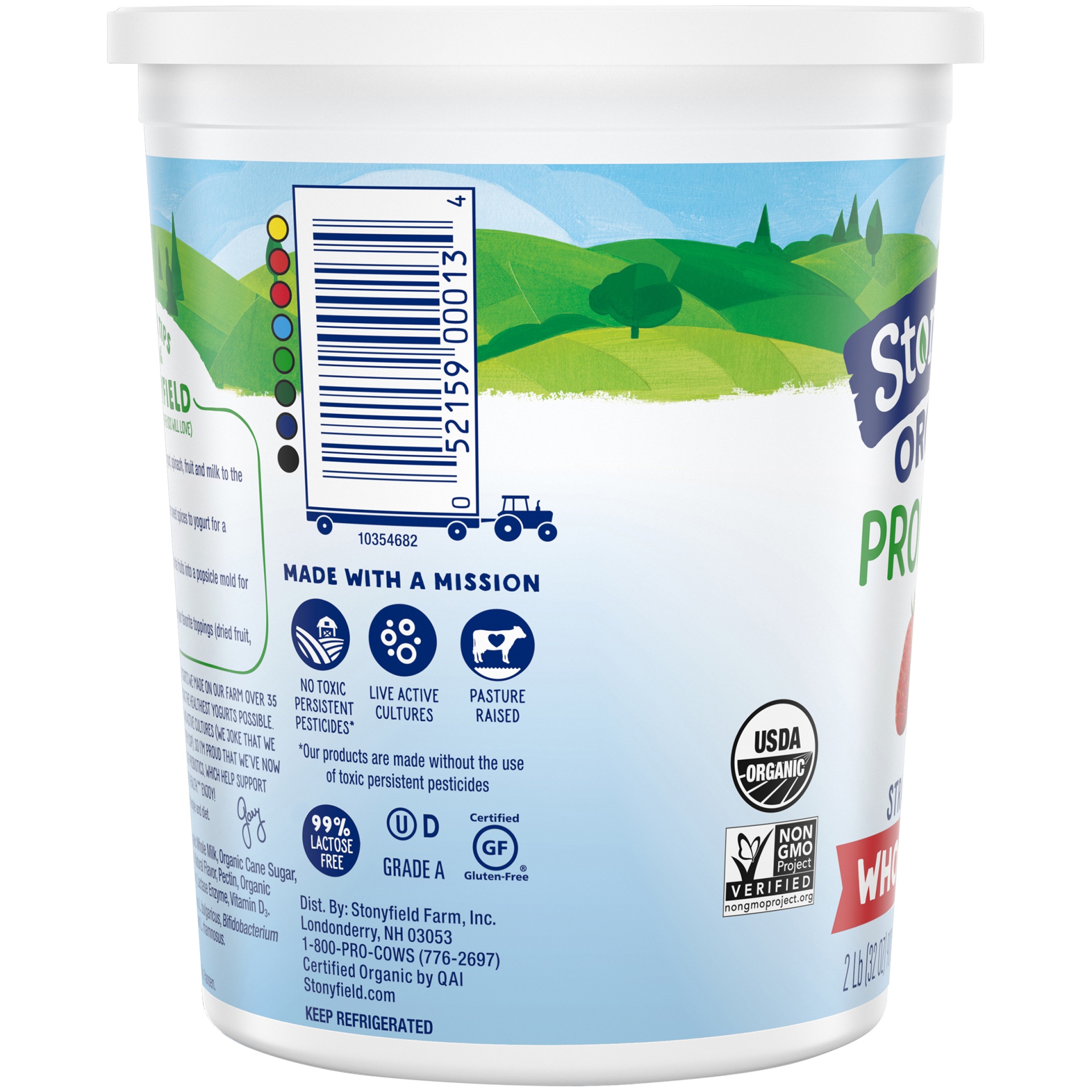 slide 2 of 6, Stonyfield Organic Whole Milk Probiotic Yogurt, Strawberry, 32 oz., 32 fl oz