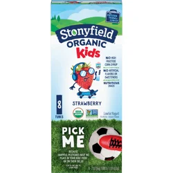 Stonyfield Organic Reduced Fat Strawberry Yogurt 8 - 2 oz Tubes