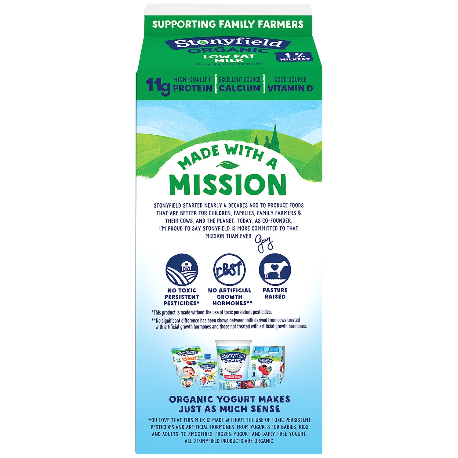 slide 6 of 8, Stonyfield Organic 1% Milk - 0.5gal, 1/2 gal