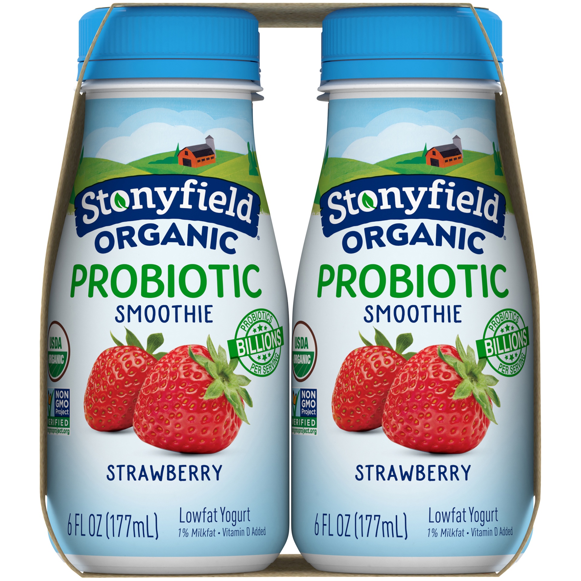 slide 5 of 8, Stonyfield Organic Probiotic Strawberry Lowfat Yogurt Smoothies, 4 ct; 6 fl oz