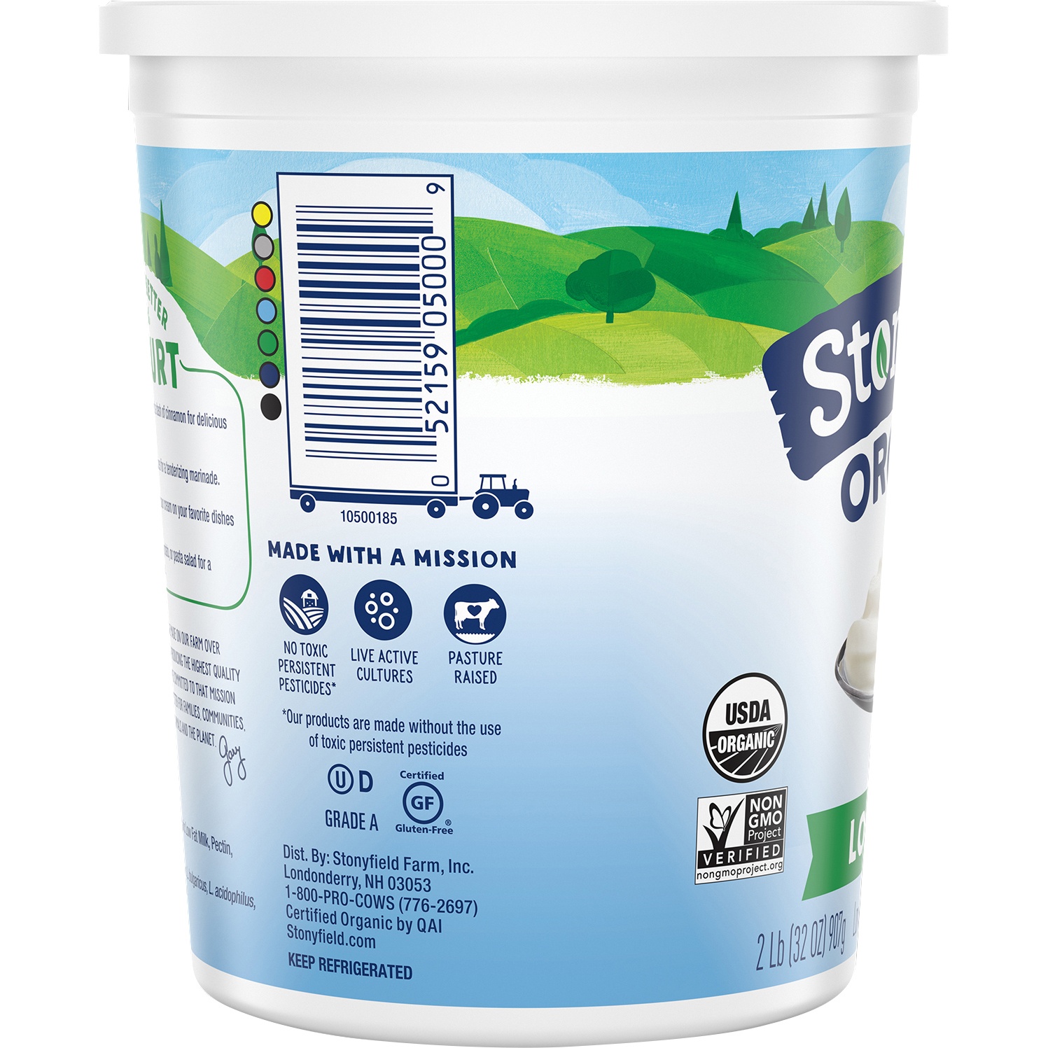 slide 4 of 6, Stonyfield Organic Lowfat Yogurt, Plain, 32 oz., 32 oz