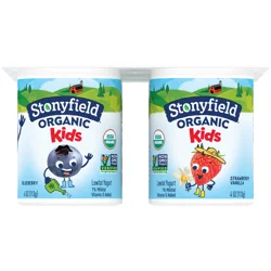 Stonyfield Organic Kids Strawberry Vanilla & Blueberry Lowfat Yogurt Cups