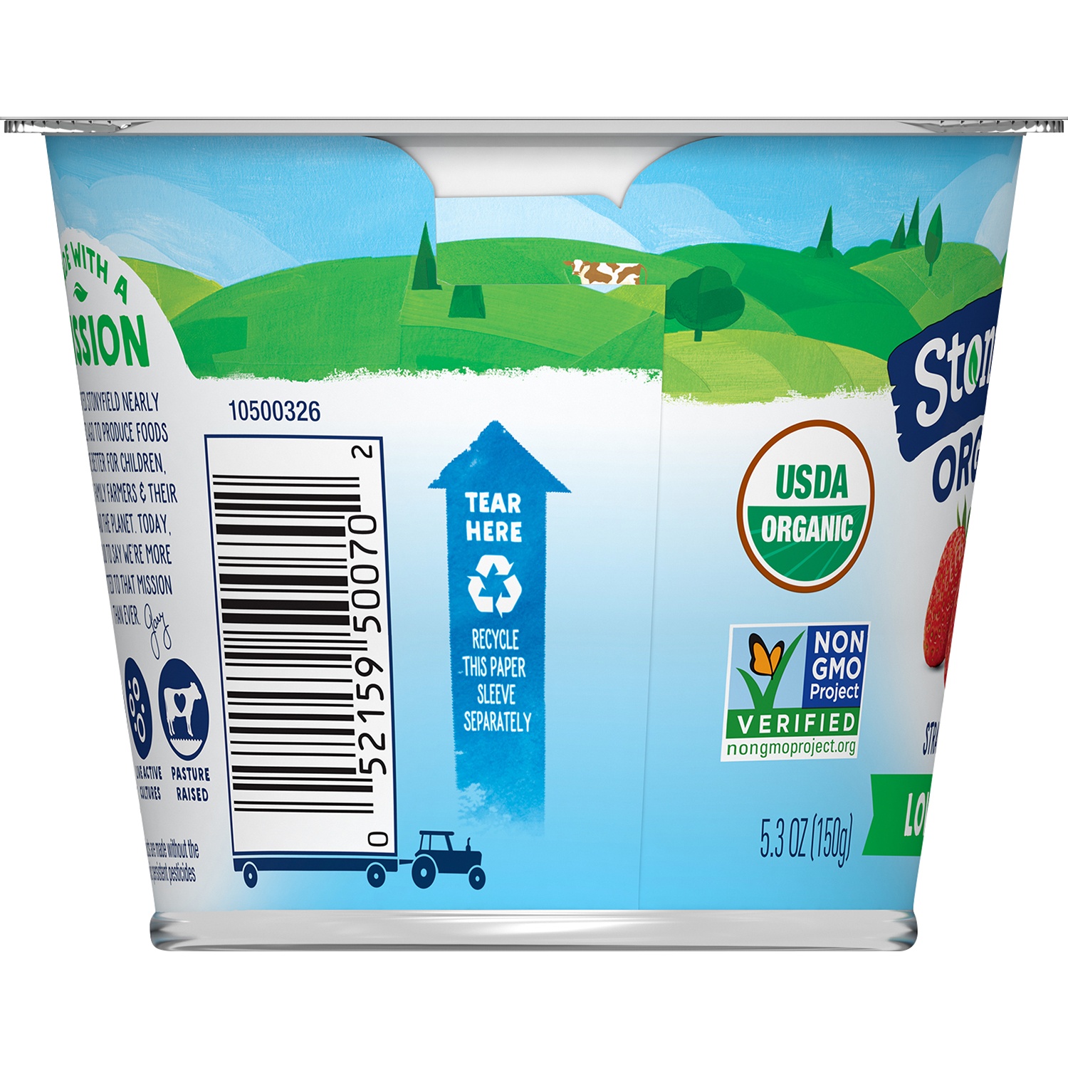 slide 2 of 2, Stonyfield Organic Lowfat Yogurt, Strawberry, 5.3 oz. Cup, 5.3 oz