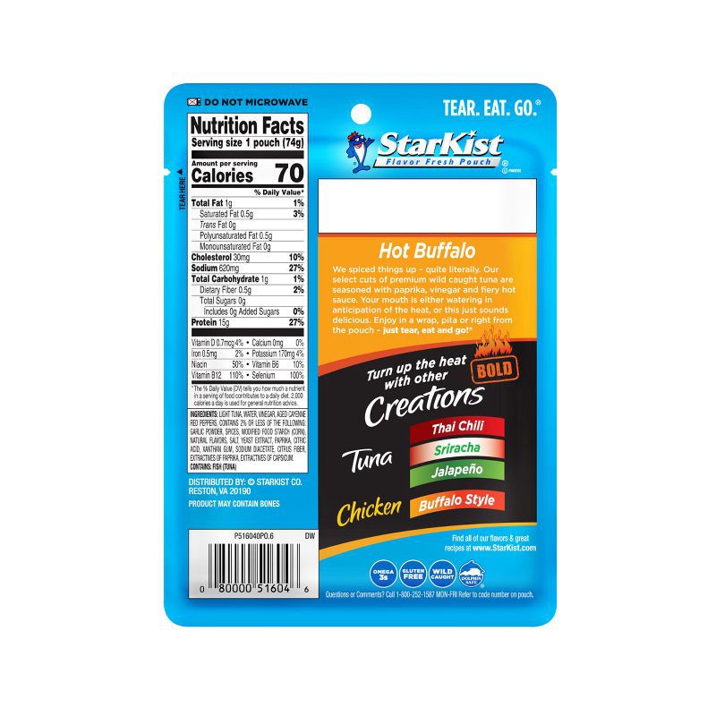 slide 2 of 6, StarKist Tuna Creations BOLD Hot Buffalo Style Pouch - 2.6oz, 2.6 oz