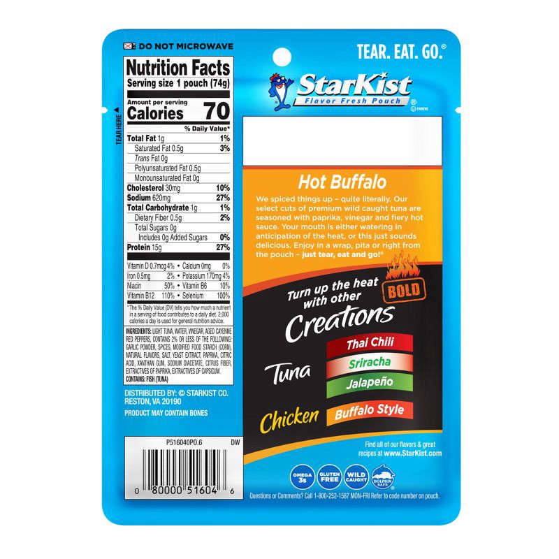 slide 2 of 6, StarKist Tuna Creations BOLD Hot Buffalo Style Pouch - 2.6oz, 2.6 oz