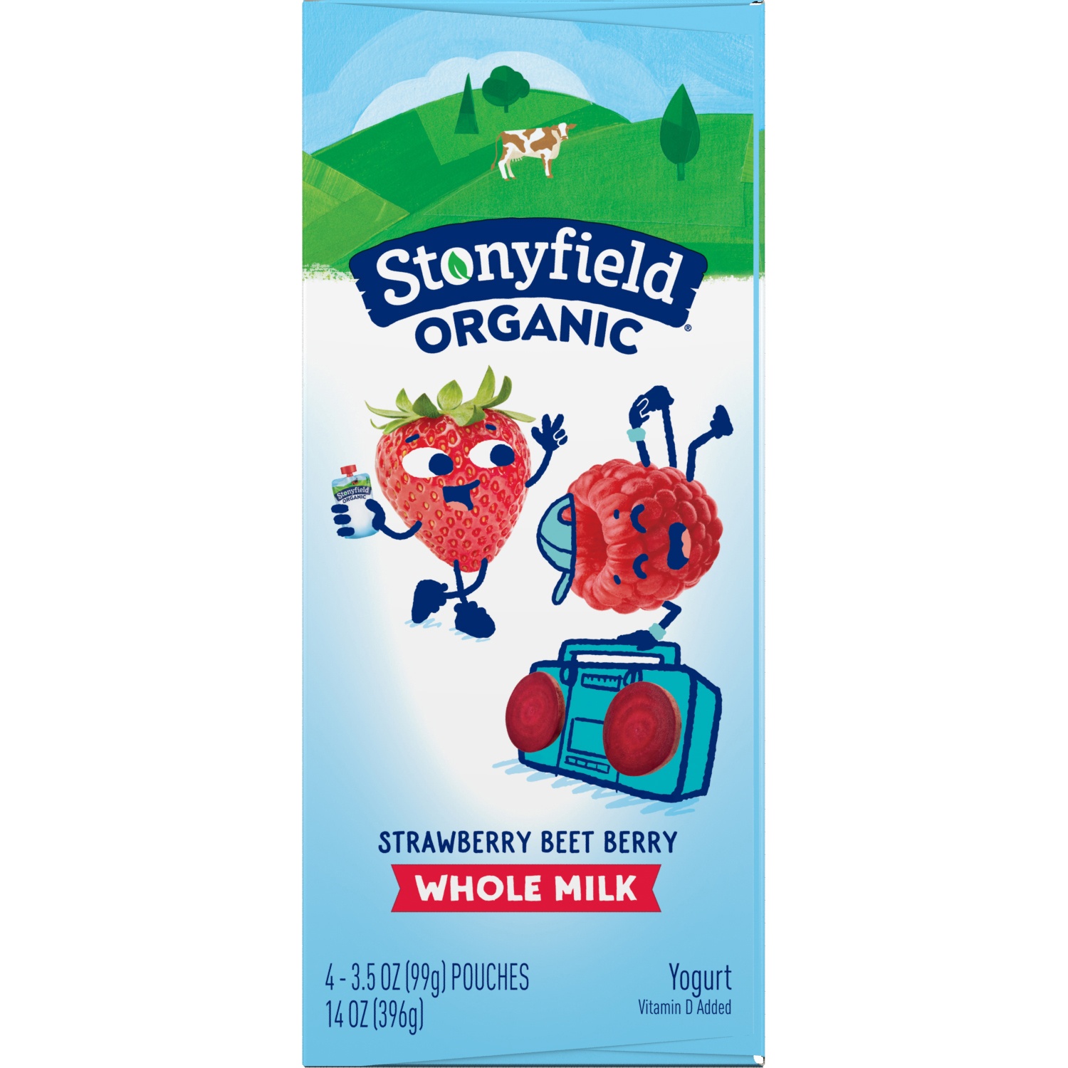 slide 2 of 8, Stonyfield Organic Whole Milk Strawberry Beet Berry Yogurt 4 - 3.5 oz Pouches, 4 ct