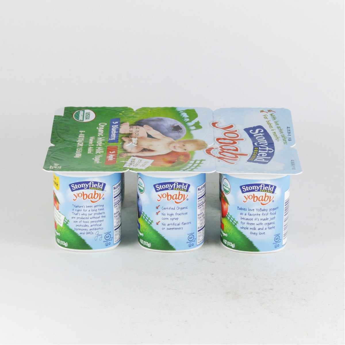 slide 2 of 4, Stonyfield Organic YoBaby 6+ Months Whole Milk Apple & Blueberry Yogurt 6 - 4 oz Cups, 6 ct