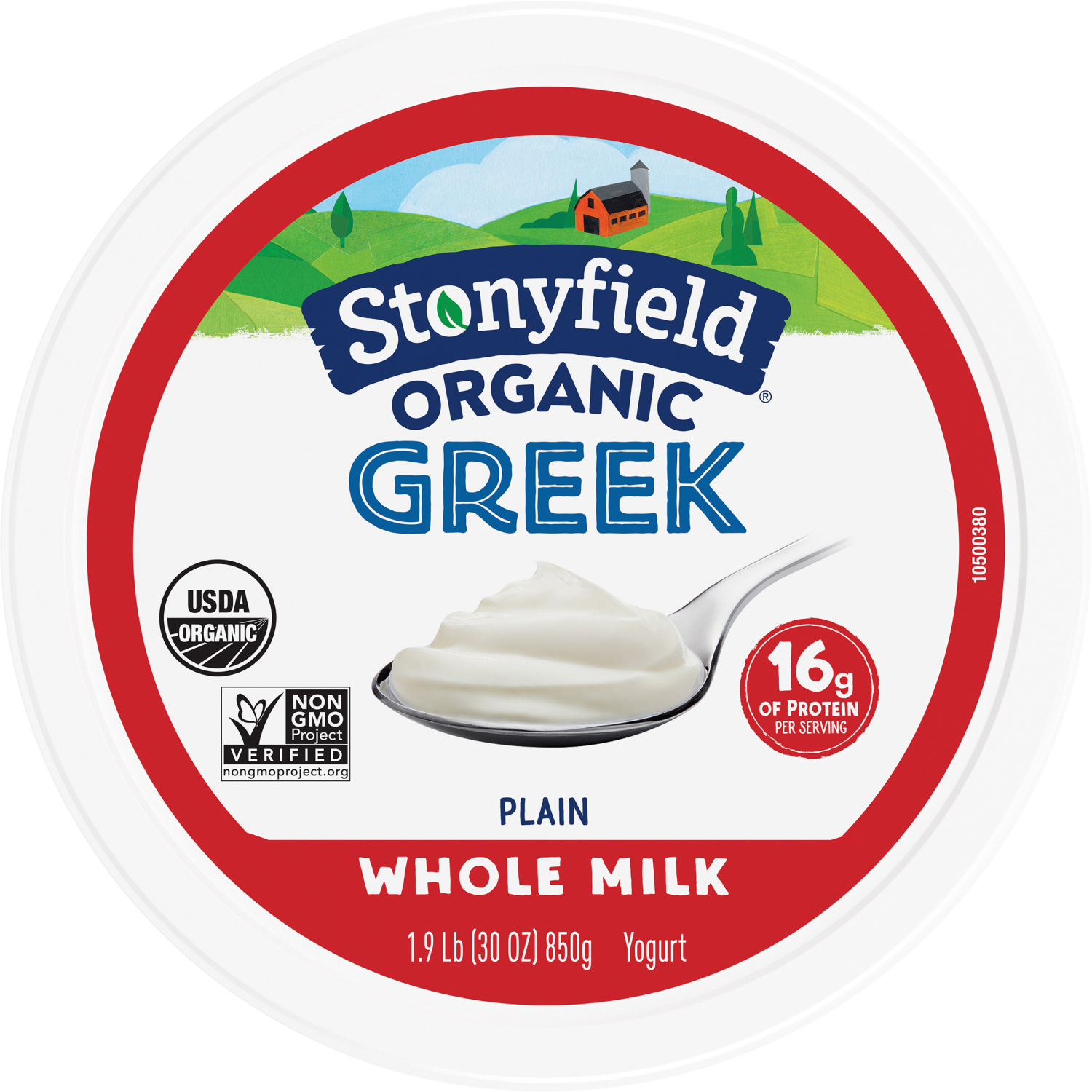 slide 5 of 5, Stonyfield Greek Organic Whole Milk Plain Yogurt 850 g, 30 oz