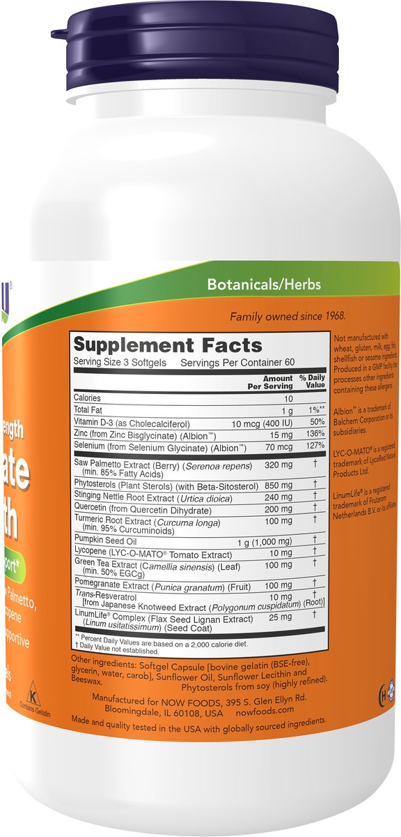 slide 2 of 4, NOW Prostate Health Clinical Strength - 180 Softgels, 180 ct