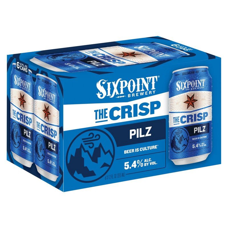 slide 1 of 3, Sixpoint Brewery Sixpoint The Crisp Pilsner Beer - 6pk/12 fl oz Cans, 6 ct; 12 fl oz