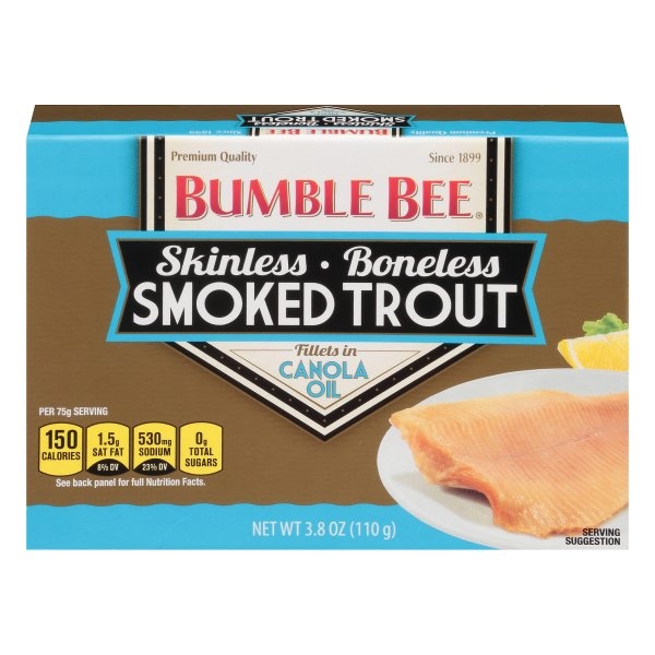 slide 1 of 8, Bumble Bee Skinless & Boneless Smoked Trout Fillets In Canola Oil, 3.8 oz